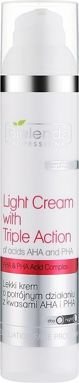 Крем потрійної дії з кислотами AHA і PHA - Bielenda Professional Face Program Light Cream With Triple Action — фото N3