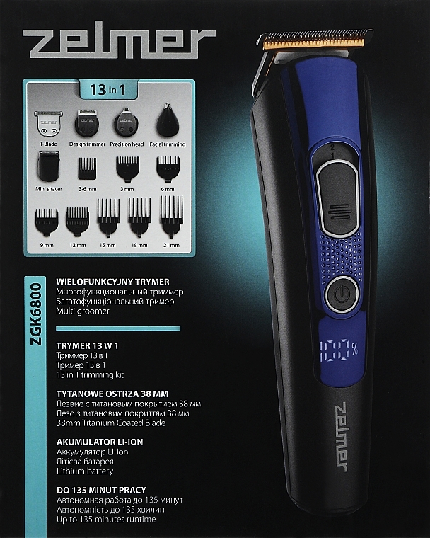 Машинка для підстригання волосся ZGK6800 - Zelmer — фото N2