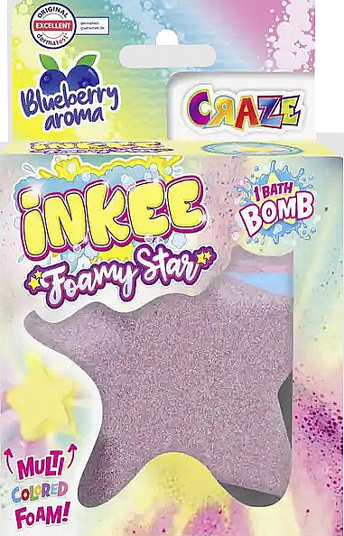 Бомбочка для ванни "Зірка", фіолетова - Craze Inkee Foamy Star Bath Bomb — фото N2