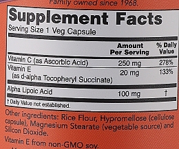 Альфа-ліпоєва кислота з вітамінами C та E, 100 мг - Now Foods Alpha Lipoic Acid — фото N3
