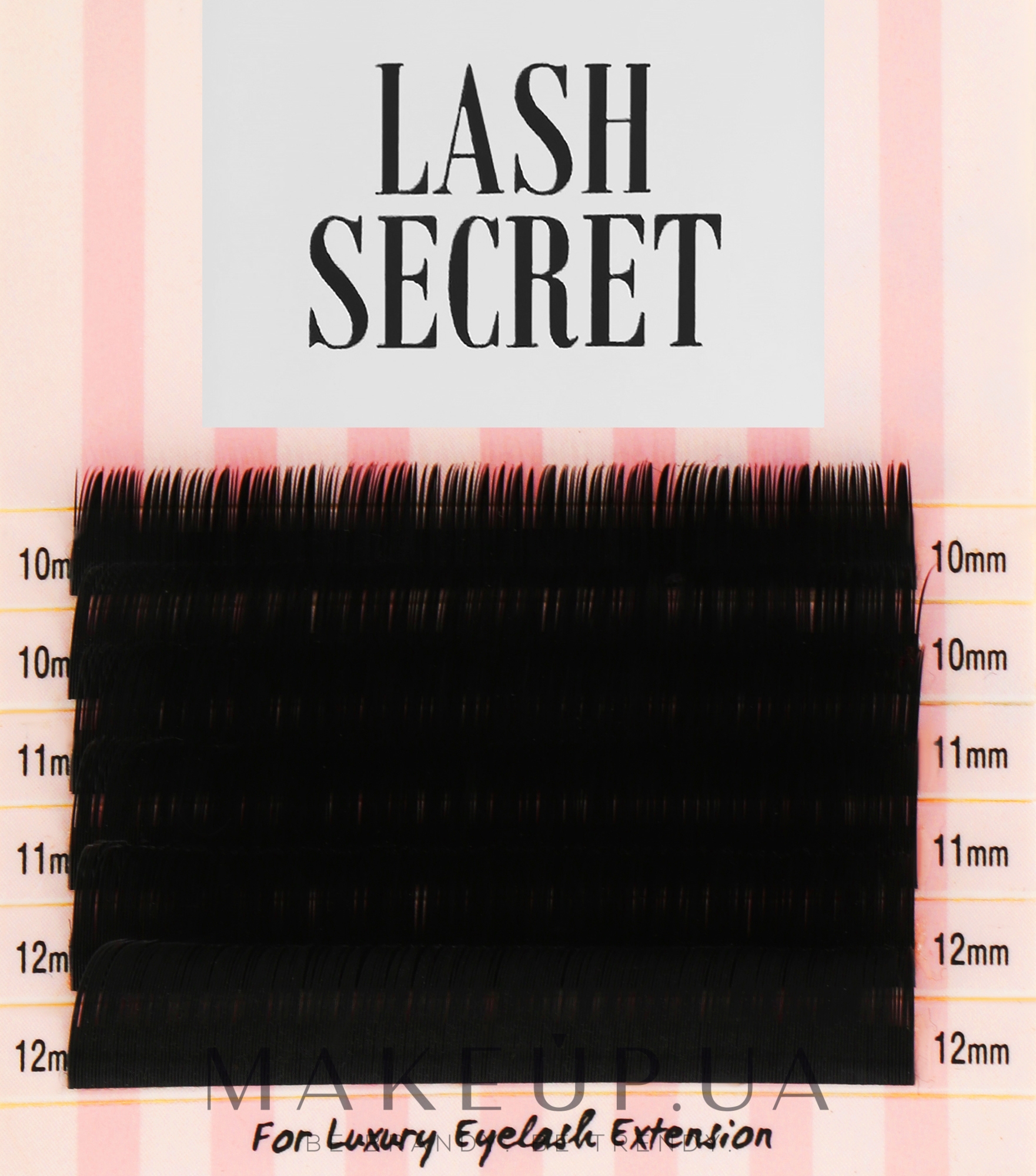 Накладні вії, чорні, мікс, 6 ліній (0.15, C, (10,11,12)) - Lash Secret — фото 1уп