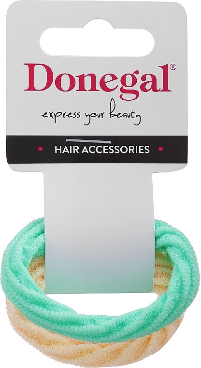 Резинки для волосся, 2 шт., FA-5681, бірюзова+персикова - Donegal — фото N1