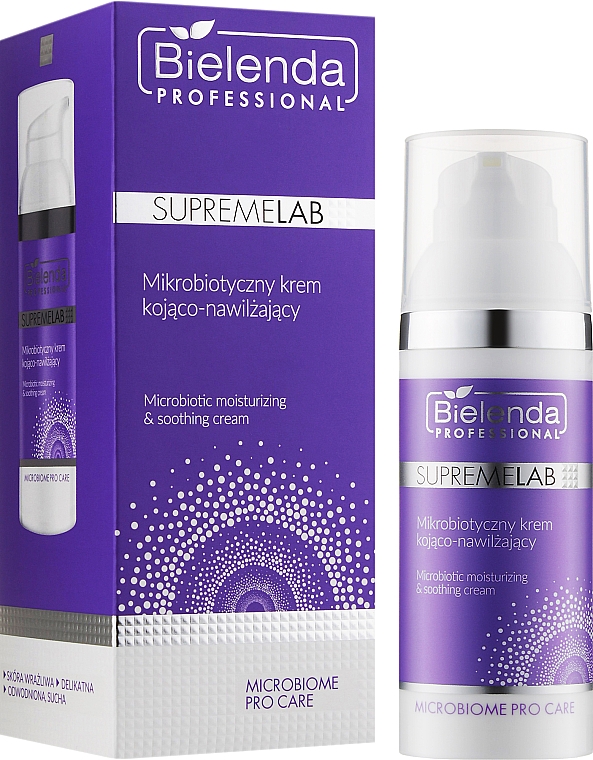 Успокаивающий и увлажняющий крем для лица - Bielenda Professional SupremeLab Microbiotic Moisturizing & Soothing Cream — фото N2