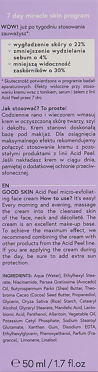 Коригувальний і нормалізувальний мікровідлущувальний крем для обличчя - Bielenda Good Skin Acid Peel Micro-Exfoliating Face Cream — фото N3