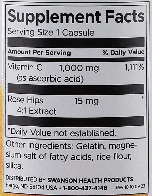 Пищевая добавка "Витамин С с плодами шиповника", 1000мг - Swanson Vitamin C With Rose Hips Extract — фото N4