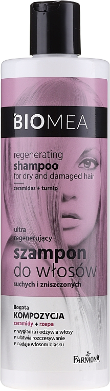 Відновлювальний шампунь для сухого та пошкодженого волосся - Farmona Biomea Regenerating Shampoo — фото N1