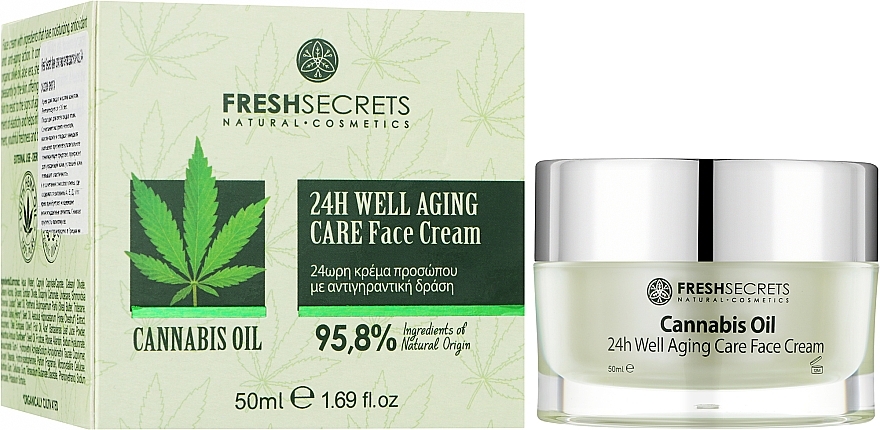 УЦЕНКА Крем для лица "Антивозрастной уход" - Madis Fresh Secrets Cannabis Oil 24Η Well Aging Care * — фото N2