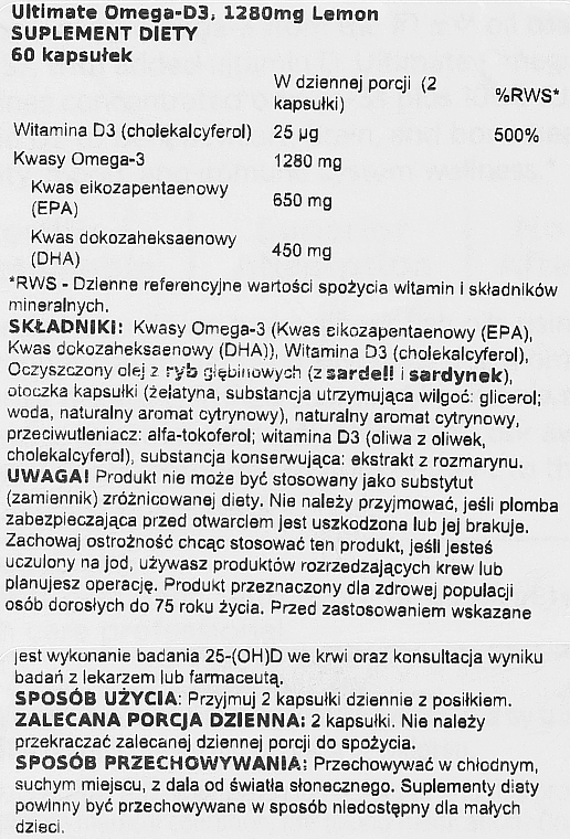 Харчова добавка "Омега D3" - Nordic Naturals Ultimate Omega-D3 Lemon — фото N3