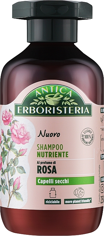 Живильний шампунь для волосся з ароматом троянди - Antica Erboristeria