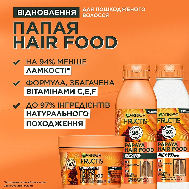 Бальзам-ополаскиватель "Папайя" для поврежденных волос - Garnier Fructis HairFood — фото N2