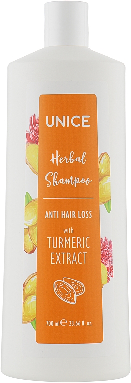 Восстанавливающий растительный шампунь с куркумой - Unice Herbal Shampoo Anti Hair Loss — фото N1