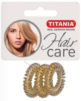 Резинка для волосся пластмасова "Anti Ziep", золота, 3 шт., діаметр 3.5 см - Titania — фото N1