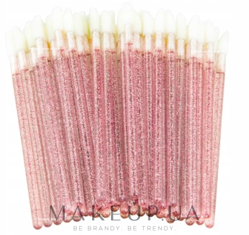 Велюровые аппликаторы с блестками для ресниц, бровей и губ, розовые - Lewer — фото 50шт