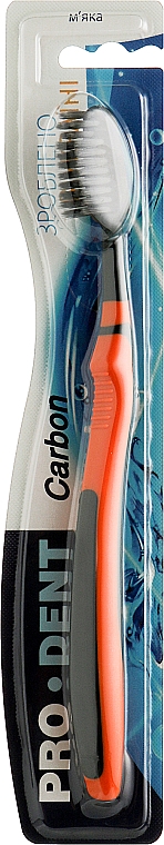 Зубная щетка "Carbon", мягкая, черно-оранжевая - Pro Dent