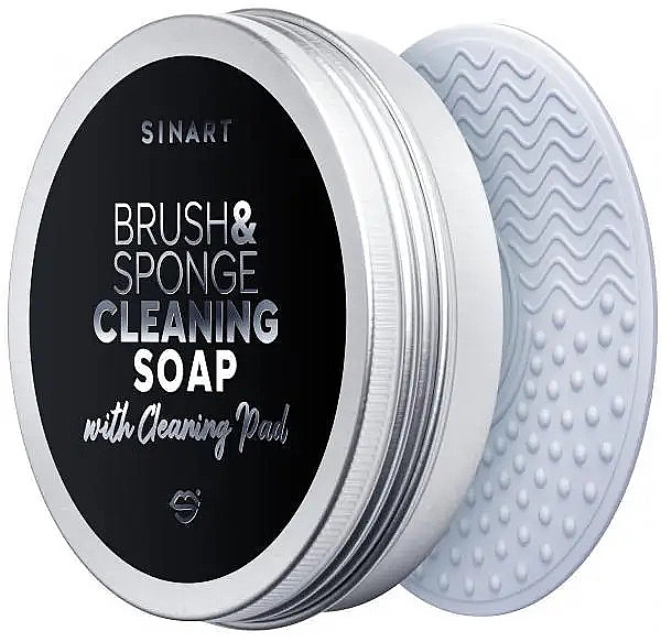 Мило для очищення спонжів і пензликів, з килимком - Sinart Brush & Sponge Cleaning Soap With Cleaning Pad — фото N1