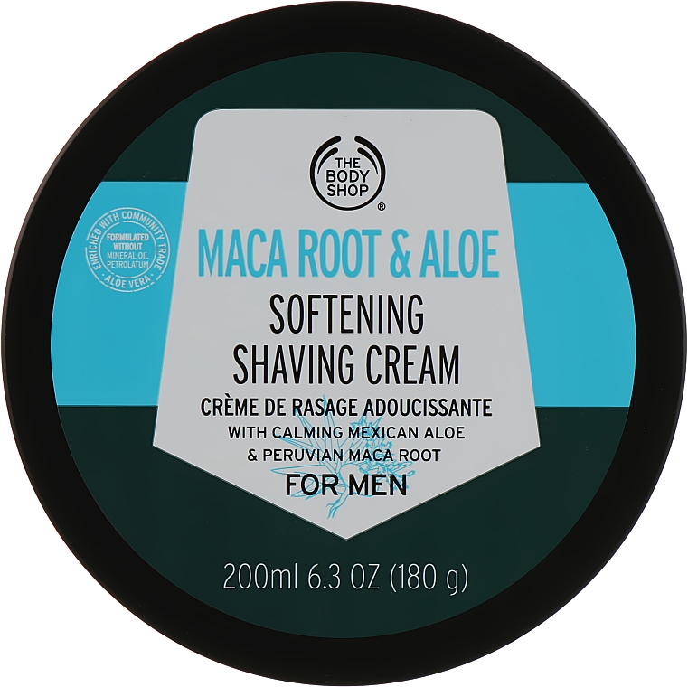 Крем для гоління "Корінь макі й алое" - The Body Shop Maca Root & Aloe Softening Shaving Cream For Men