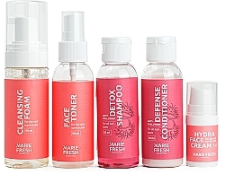 Дорожний набір для сухої та нормальної шкіри - Marie Fresh Cosmetics Travel Set For Dry Skin (f/foam/50ml + f/ton/50ml + h/shm/50ml + h/cond/50ml + f/cr/5ml) — фото N2