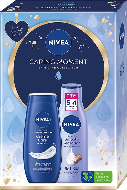 Набір - NIVEA Caring Moment (sh/gel/250ml + b/milk/250ml) — фото N1