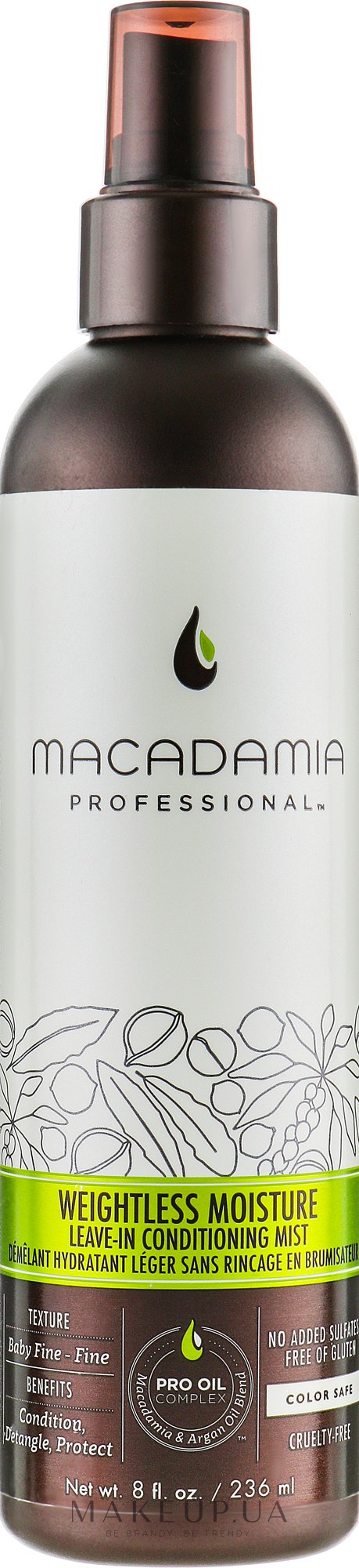 Невесомый увлажняющий кондиционер-спрей - Macadamia Professional Weightless Moisture Conditioning Mist — фото 236ml