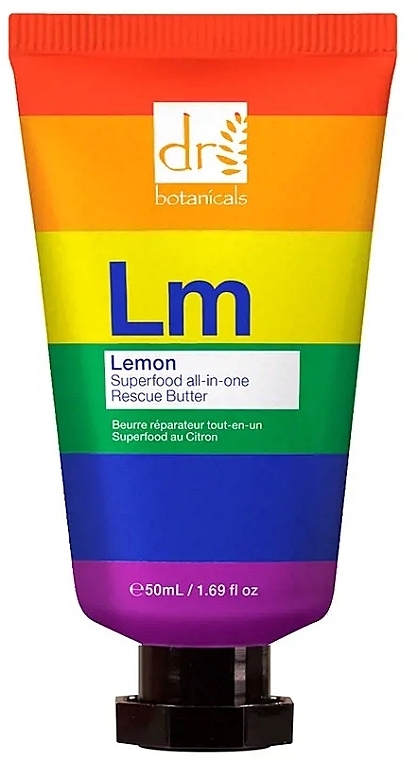 Питательное масло для тела и сухой кожи - Dr. Botanicals Lemon Superfood All-in-One Rescue Butter Pride Edition — фото N1