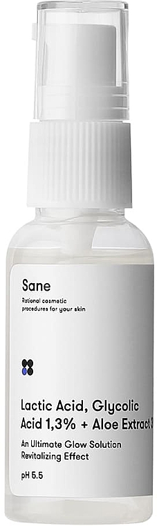 Сыворотка для лица с молочной и гликолевой кислотой + экстракт алоэ 3% - Sane Face Serum 3% — фото N1