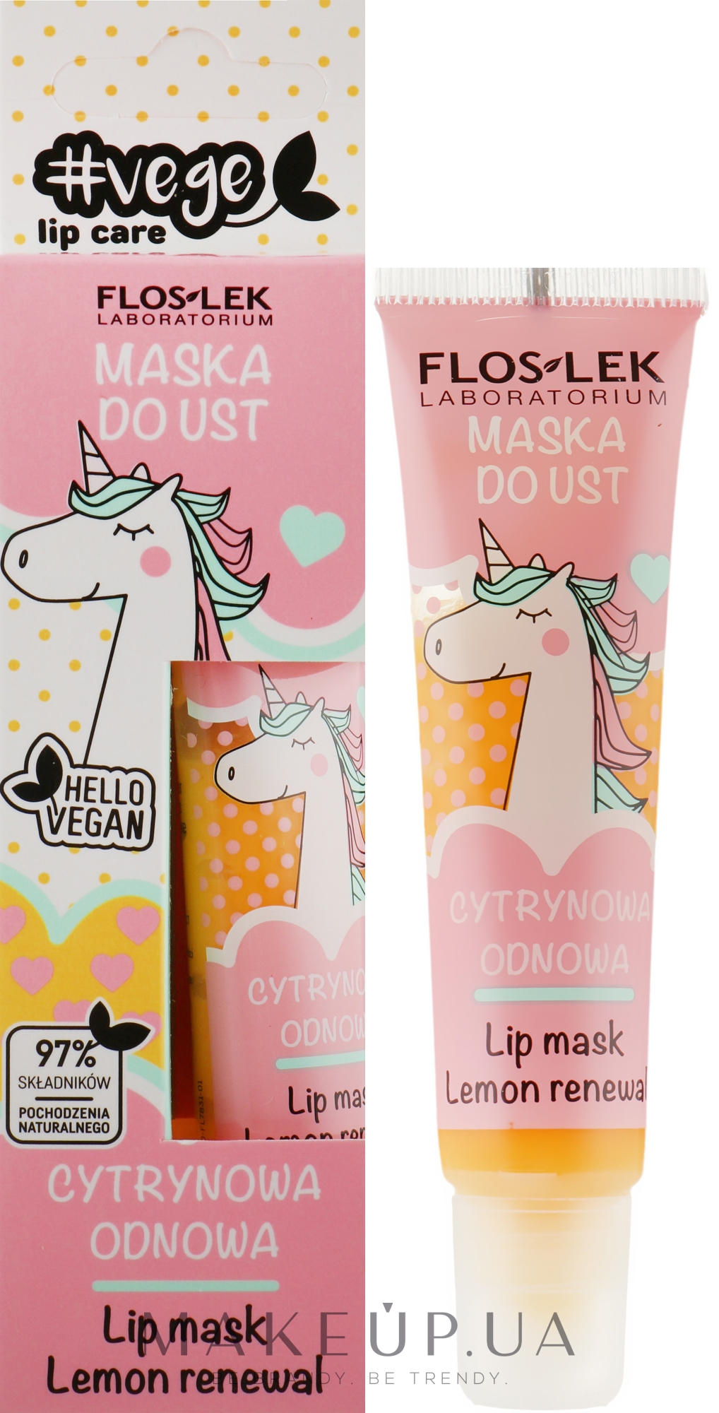 Маска для губ відновлювальна "Лимонна" - Floslek Vege Lip Care Lip Mask — фото 14g