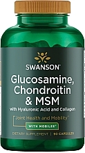 Глюкозамін, хондроїтин МСМ з гіалуроновою кислотою та колагеном - Swanson Glucosamine Chondroitin MSM with Mobilee — фото N1