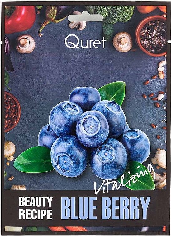 Тканевая маска с экстрактом черники - Quret Beauty Recipe Mask Blue Berry Vitalizing — фото N1