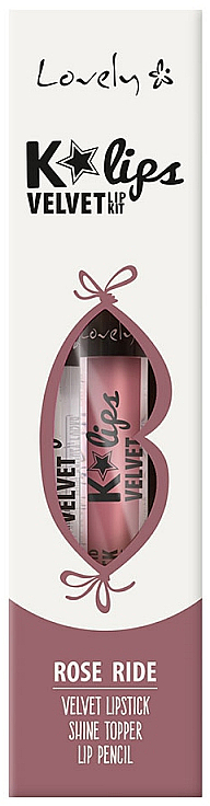 Набір - Lovely K'Lips Velvet (lipstick + lip/pencil + lip/top) — фото N1