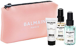 Парфумерія, косметика Набір для догляду за волоссям, рожевий - Balmain Paris Hair Couture Limited Edition Cosmetic Bag Pink (spray/2x50ml + elixir/20ml + pouch)