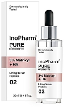 Духи, Парфюмерия, косметика Подтягивающая сыворотка для лица с 3% матриксилом и гиалуроновой кислотой - InoPharm Pure Elements 3% Matrixyl + HA Lifting Serum