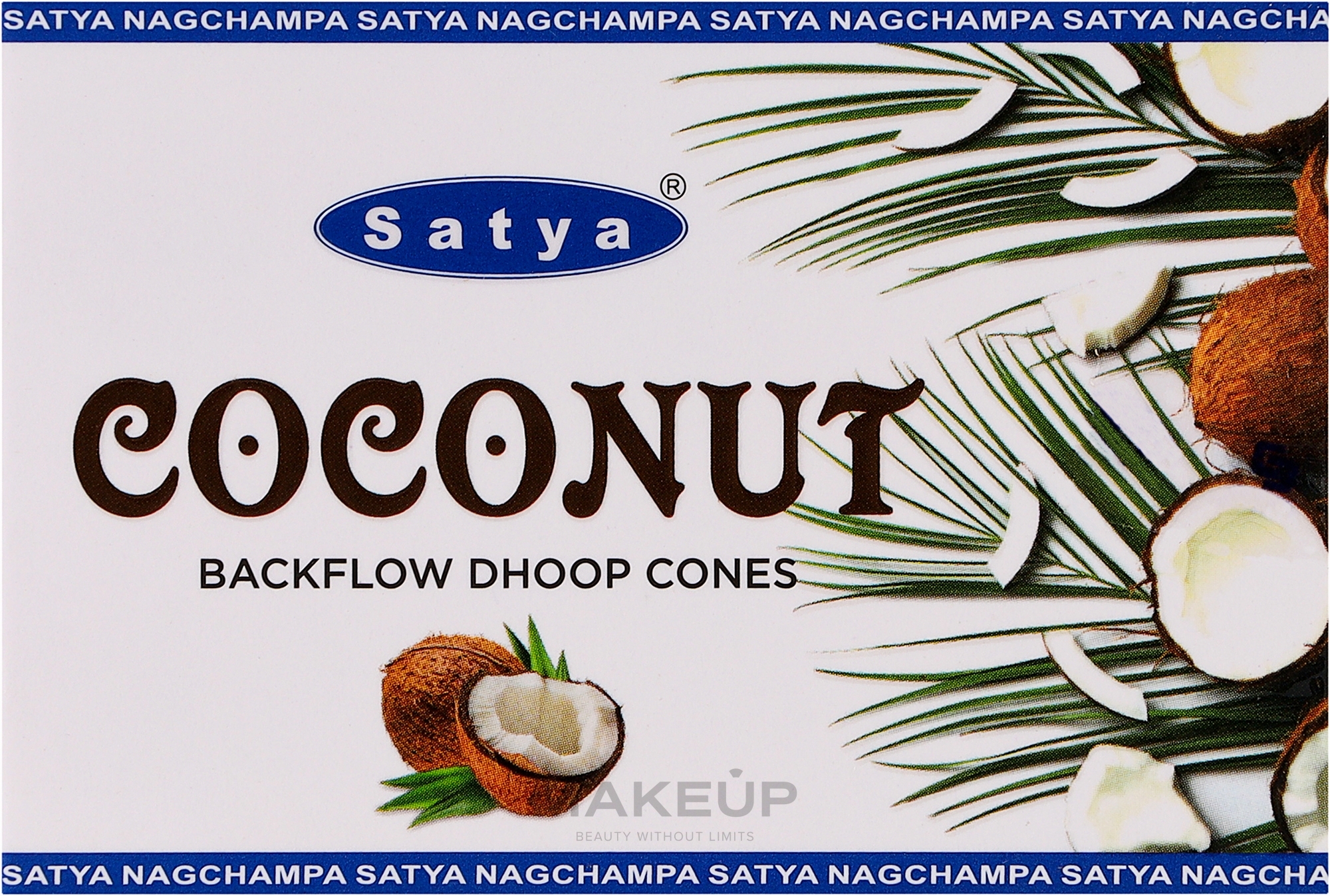 Стелющиеся дымные благовония конусы "Кокос" - Satya Coconut Backflow Dhoop Cones — фото 10шт