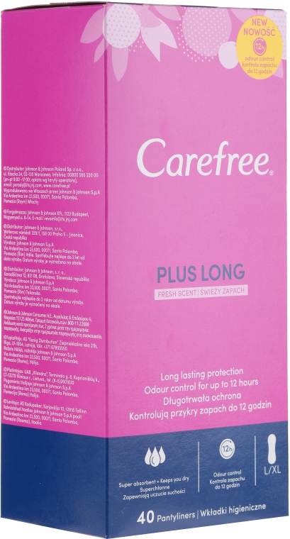 Гігієнічні щоденні прокладки з ароматом свіжості, 40 шт - Carefree Plus Long Fresh Scent — фото N1