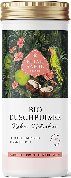 Очищувальна пудра для душу "Кокос і гібіскус" - Eliah Sahil Organic Shower Powder Coconut Hibiscus — фото N1