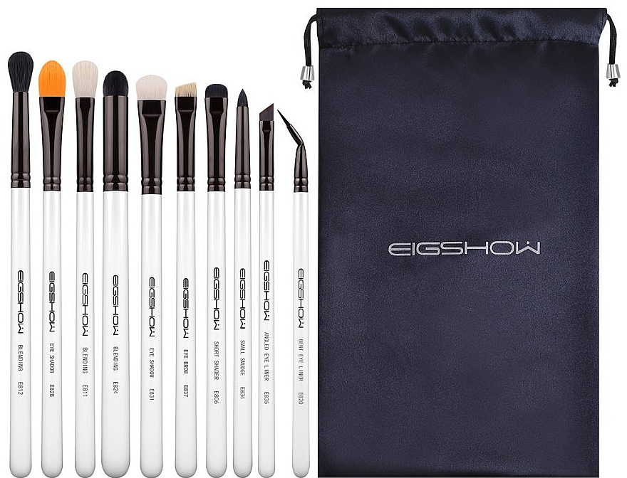 Набор кистей для макияжа, 10 шт - Eigshow Professional Eye Brush Light Gun Black Set  — фото N1