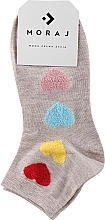 Духи, Парфюмерия, косметика Женские хлопковые носки, 1 пара, бежевые с разноцветными сердечками - Moraj