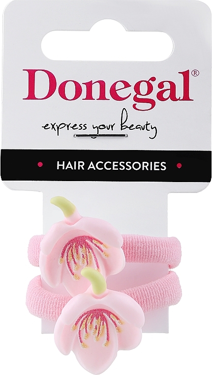 Резинки для волосся, FA-5659, квіточки рожеві - Donegal — фото N1