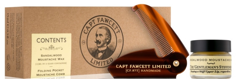 Набор - Captain Fawcett Sandalwood (moust/wax/15ml + moustache comb) — фото N1