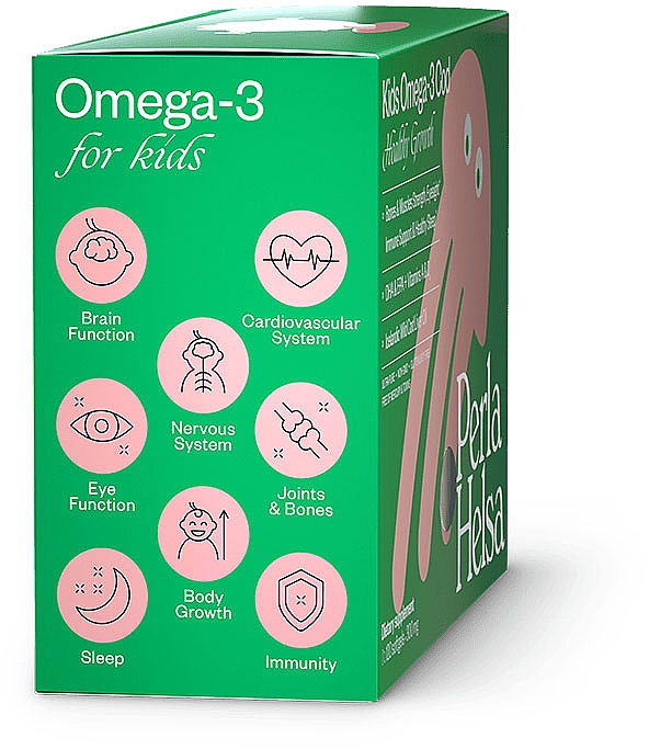 KIDS Омега-3 із тріски з вітамінами А і D3, 120 капсул - Perla Helsa Kids Omega-3 Cod Healthy Growth Dietary Supplement — фото N3