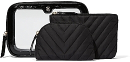 Косметичка 3в1, черная - Victoria's Secret 3-Piece Makeup Bag Iconic Stripe — фото N1