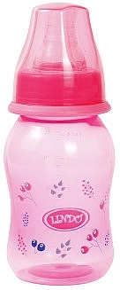 Пляшка кольорова вигнута з силіконовою соскою, 125 мл, рожева - Lindo Li 132 — фото N1