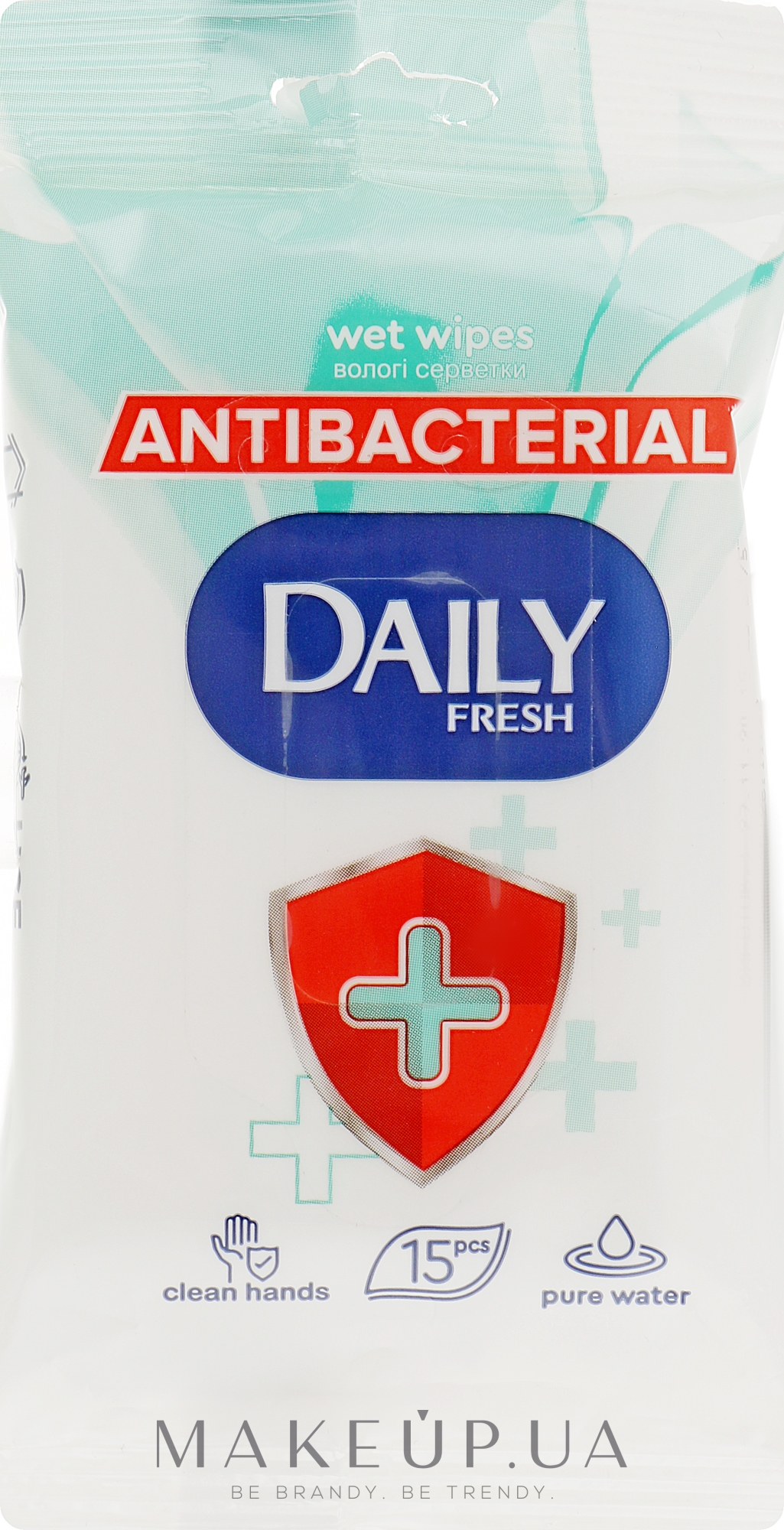 Антибактериальные влажные салфетки - Daily Fresh Antibacterial Wet Wipes — фото 15шт