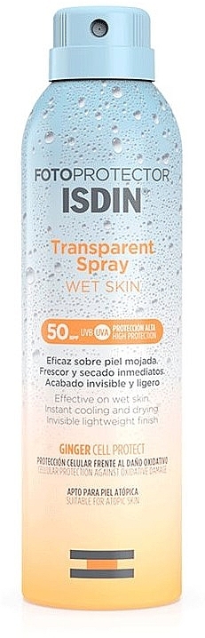 Спрей сонцезахисний - Isdin Fotoprotector Transparent Spray Wet Skin SPF 50+ — фото N1