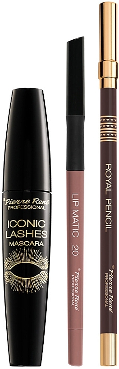 Набор - Pierre Rene Smoky Brown (mascara/15ml + eye/pencil/1.6g + lip/pencil/0.4g) — фото N4