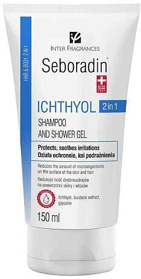 Шампунь и очищающий гель для душа с ихтиолом 2 в 1 - Seboradin Ichthyol Hair Shampoo and Shower Gel — фото N1