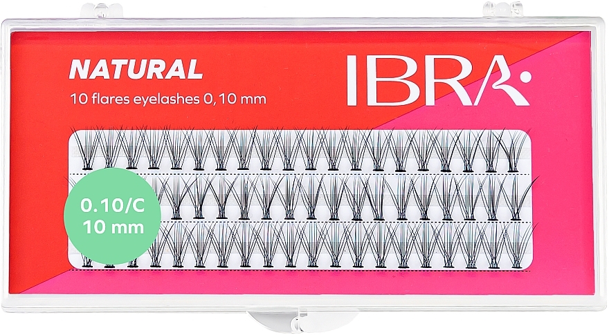 Накладні пучки, 0.10/C/10 mm - Ibra 10 Flares Eyelash Knot Free Naturals — фото N1