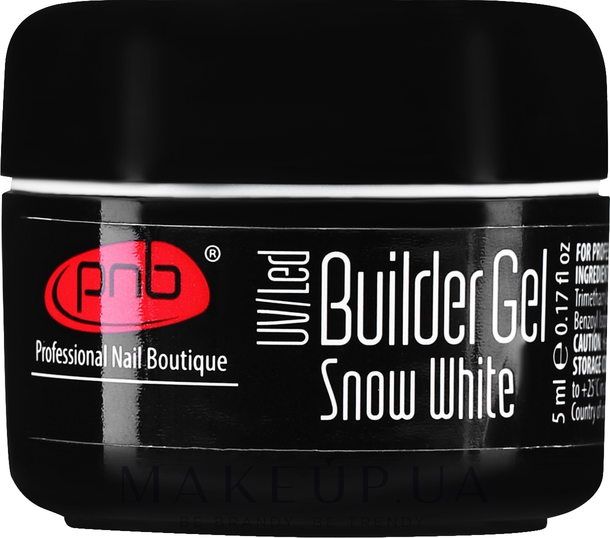 Моделирующий гель камуфлирующий белоснежный белый - PNB UV/LED Builder Gel Cover Snow White — фото 5ml