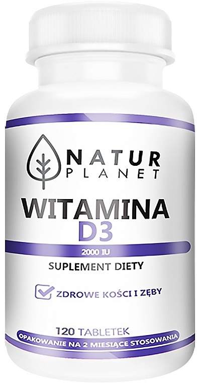 Витамин D3 2000 IU в таблетках - Natur Planet Vitamin D3 2000 IU — фото N2