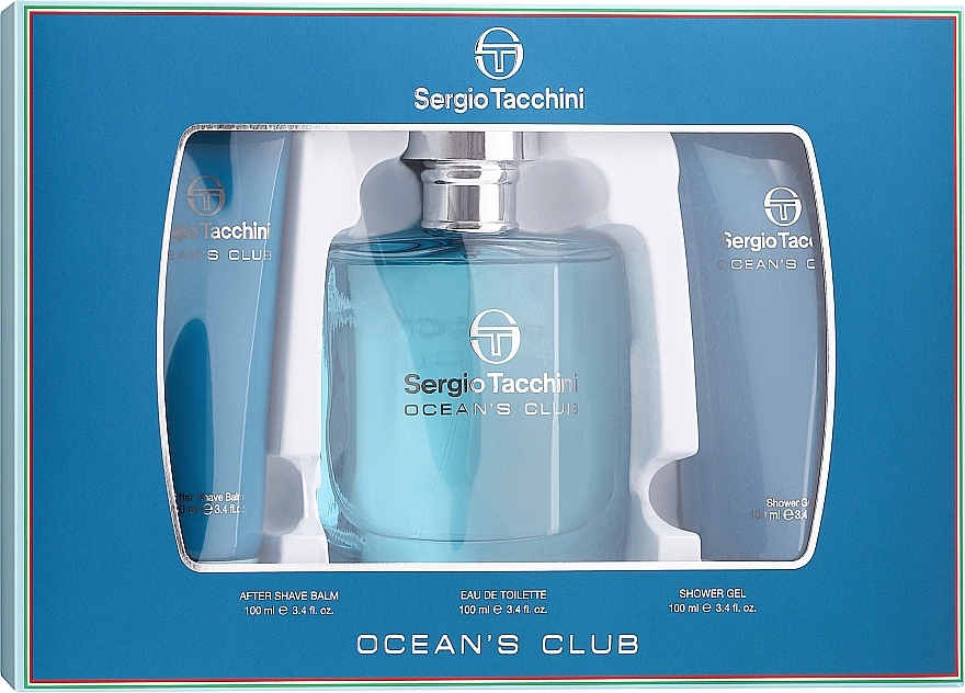 Sergio Tacchini Ocean's Club - Набор (edt/100ml + ash/balm/100ml + sh/gel/100ml) — фото N1