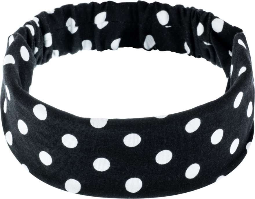 Повязка на голову, трикотаж прямая, горохи бело-черные "Knit Fashion Classic" - MAKEUP Hair Accessories — фото N1